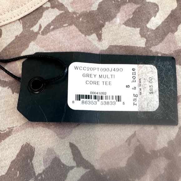 NEW Rag & Bone Pima Cotton Slub Jersey Buttery Soft Camo Print T-Shirt Top S - Picture 5 of 7